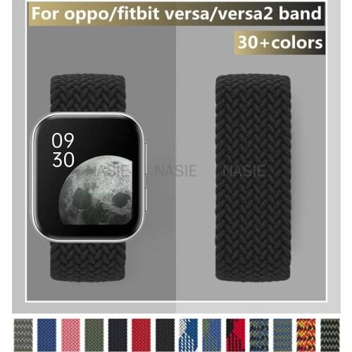 New Braided Solo Loop For Oppo Watch Band 41mm 46mm Nylon Elastic Belt Bracelet for Fitbit Versa/versa2 Band Strap