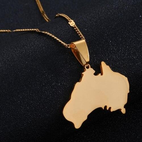 Stainless Steel The Commonwealth of Australia Map Pendant Necklaces AUS Country Maps Jewelry