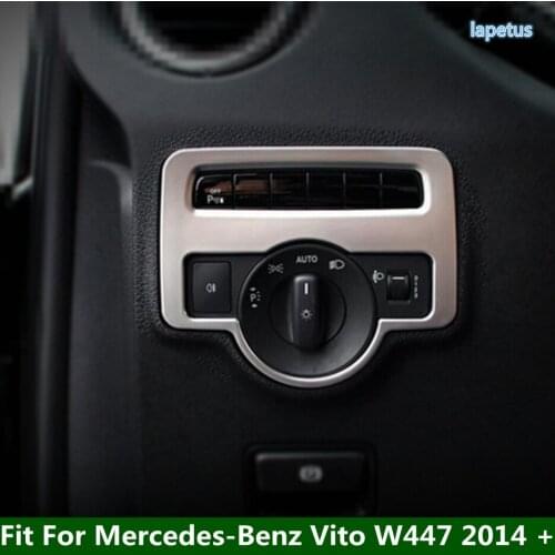 Lapetus Front Head Lights Lamp Switch Button Decoration Frame Cover Trim For Mercedes-Benz Vito W447 2014 - 2018 Chrome Matte