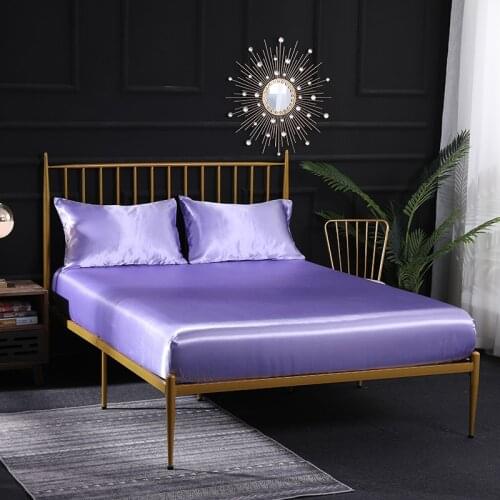 Luxury Queen King Size Bedding Set Satin Silk Fitted Sheet with Pillowcases Bed Mattress Protector Cover Twin Queen Bedclothes