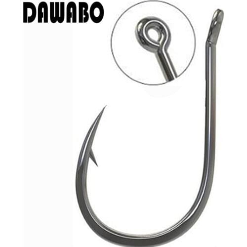 DAWOBO 50Pcs 3#-15# High Carbon Steel Circle Owner Fishing Hooks Freshwater Fishhook hole Strong carp Fish Tackle