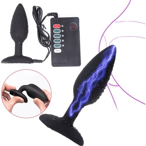 SM Electro Shock Butt Plug Electric Stimulation Anus Dilator Prostate Massage Huge Anal Dildo Sex Toys For Women Men Masturbator