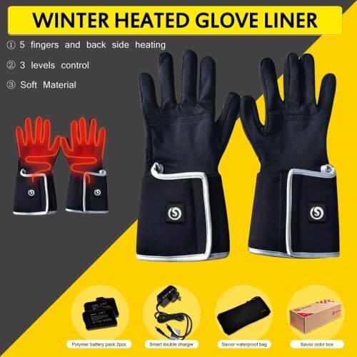 Savior smart battery heated glove liner for riding biking golf fishing outdoor sports 3 levels control 3-8 hours heating