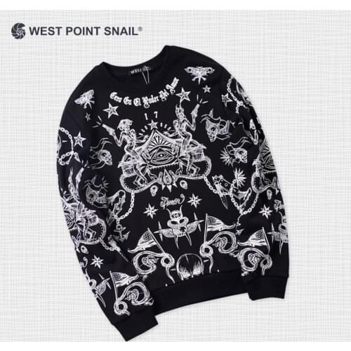 Men Women Sweatshirts Demon Skull Print Hoodies Spring Autumn Gothic Hip-hop Punk Long Sleeve Pullovers Streetwear Clothes