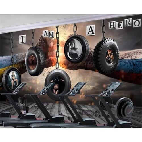 Beibehang Vinyl wall Silk cloth wall mural fitness hanging tire boxing beauty photo wallpaper background wall papers home decor