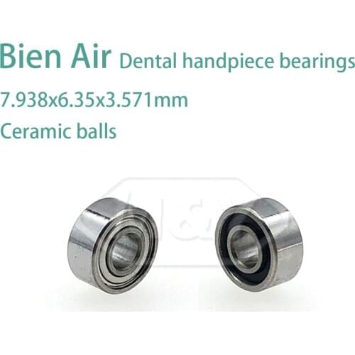 10pcs Super quality High speed Bien Air handpiece dental turbine Ceramic balls bearings SR2-5TLZWN 7.938x6.35x3.571mm