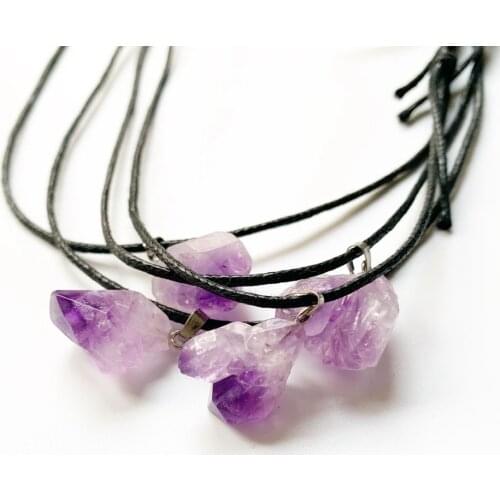 Natural Purple Quartz Druzy Crystal Geode Irregular Necklace Point Healing Raw Stone Pendant Necklace Jewelry Handmade 1pc