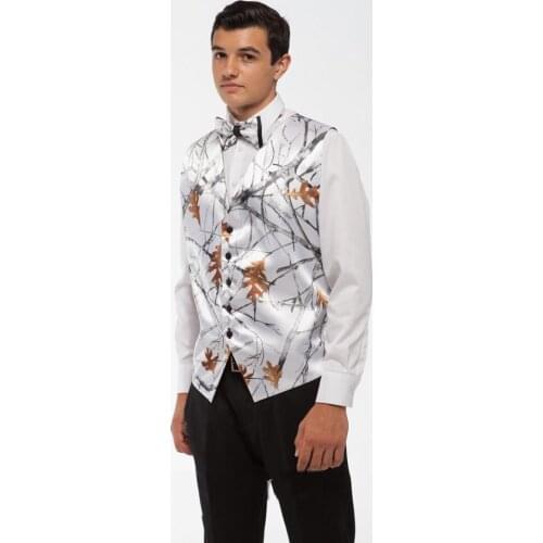 Rustic Wedding Groom Vests Custom Made Waistcoat Groom Wear Wedding Party Camo Prom White Snowfall True timber