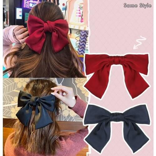 1PC Oversize Womens Lovely Satin Bow Bowknot Hairpins Girl Metal Flower Barrettes Hair Clips Hairgrips Hair Styling Accessories