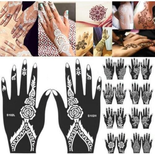 1Pc Fashion India Henna Temporary Tattoo Stencil Single Hand DIY Body Art Decaration Waterproof Temporary Tattoos Stickers