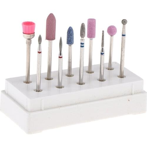 10 Pieces Nail Drill Bit Cuticle Remover Manicure Pedicure Polishing Tools
