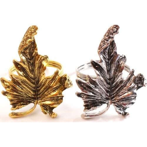 30pcs Ancient golden leaves napkin buckle napkin ring paper towel ring