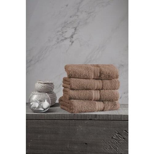 4 Pcs 100 Cotton Extra Soft Dark Coffee Hand/Face Towel Set (4*50x90)