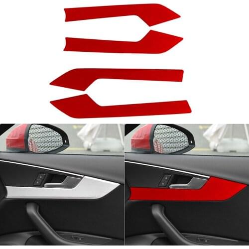 4PCS Suede Car Inner Door Handle Decorative Trim Car Inner Door Panel Decorative for Audi A4L 2017-2021 Car Styling