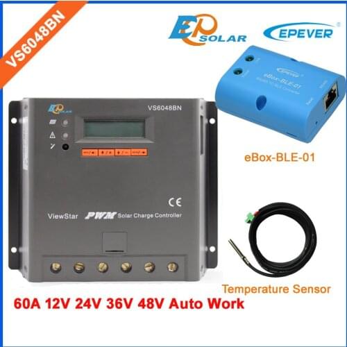 48V PWM VS6048BN ViewStar series 60A 60amps EPEVER 12V/24V/36V/48V auto work battery charger regulator bluetooth eBOX-BLE-01