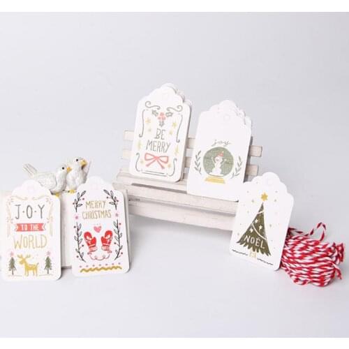50PCS 4X7CM Merry Christmas DIY Unique Gift Tags tag Small Card Optional String DIY Craft Label Party Decor