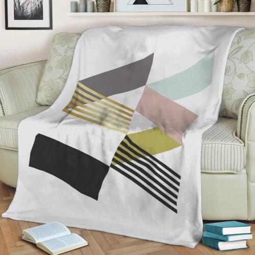Abstract Geometric Art 359 3D Printed Velvet Plush Throw Fleece Blanket Bedspread Sherpa Blanket Home Decora