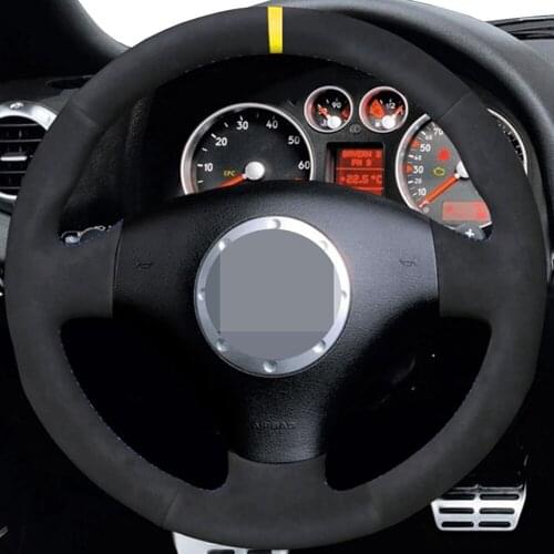 DIY Black Suede Car Products Steering Wheel Cover For Audi A2 8Z A3 8L Sportback A4 B6 Avant A6 C5 A8 D2 TT 8N S4 S3 RS 6 RS 4