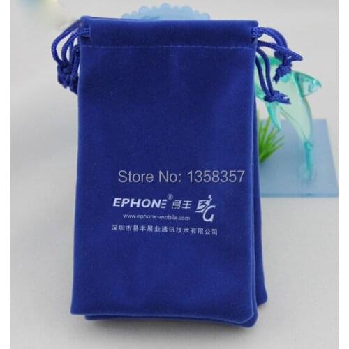 Free shipping small blue velvet jewelry pouch velvet gift pouch velvet drawstring pouch bag custom logo mobile phone bag