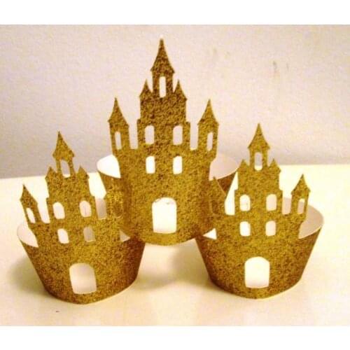 Glitter Castle Cupcake Wrappers girl princess Birthday, bridal baby Shower Holiday party cake holders decor