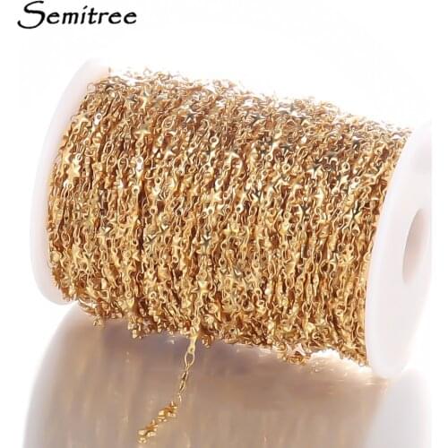 Semitree 1 Meter Stainless Steel Gold Star Chains for DIY Jewelry Making Necklace Findings Handmade Bracelets Bulk Accessories