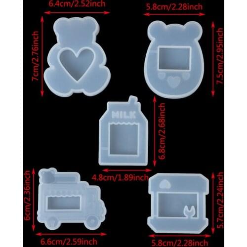 DIY Shaker Molds Bear Toy Machine Silicone Mold Handmade Resin Jewelry Milk Box Cute Car Charms