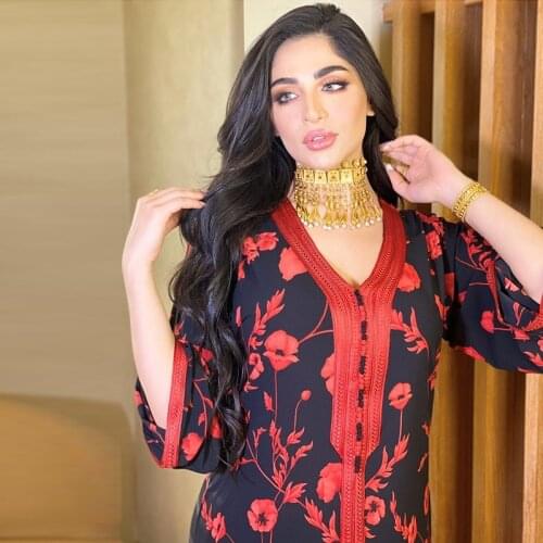 Kaftan Moroccan Elegant Ethnic Embroidery Jalabiya Turkey Muslim Dubai Arabic Hijab Dress for Women African Robe De Mode Femme