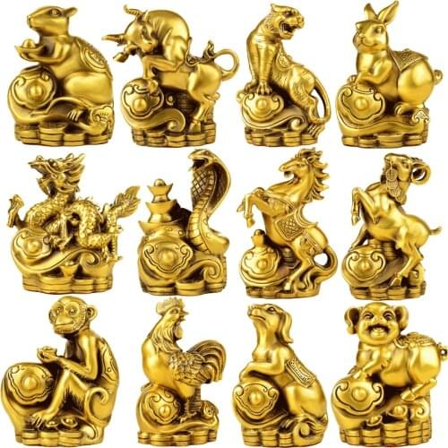 FENGSHUI Handmade Chinese Zodiac Animals Sheep Dragon Tiger Dog Rabbit Horse Monkey Pig Rooster Snake Rat Ox Collectible Statue
