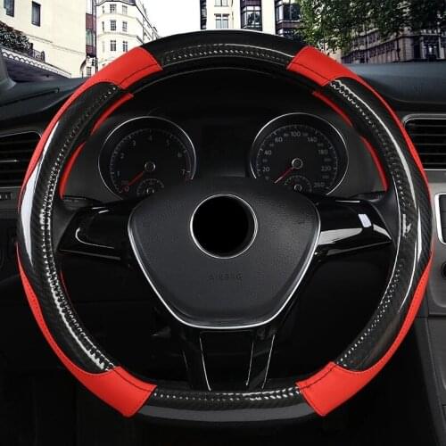 38cm Couvre Volant Voiture D Shape Car Steering Wheel Cover Carbon Fiber Leather Stitching Coprivolante Car Interior Accessories