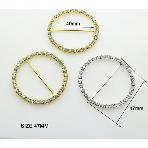 Hot Offer 10pcs/lot 46mm Round Rhinestone Buckle Slider For Wedding Decorative Invitation Letter Accessorieas Fitting Diy