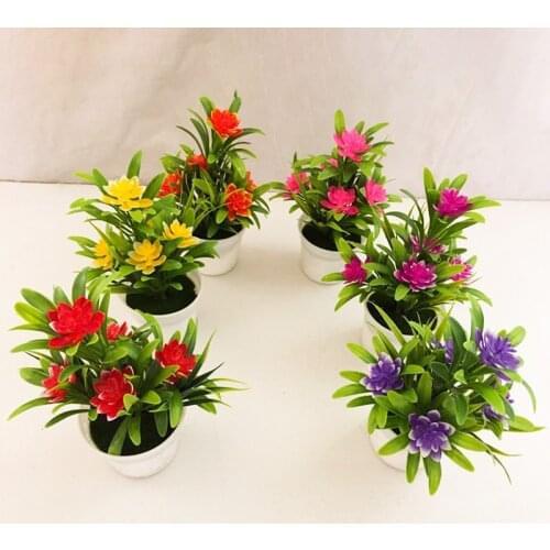 Artificial Fake Flower Bonsai Desktop Plants Potted Filled Life For House Garden Wedding Decor Ornament Flower Aesthetic Supplie