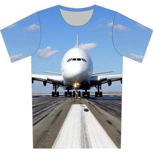 Joyonly Boys Girl New 2018 Summer 3D Printed T-shirts Blue Sky Aircraft Take off Pattern T shirts Children Cool Tops 4-20 Years