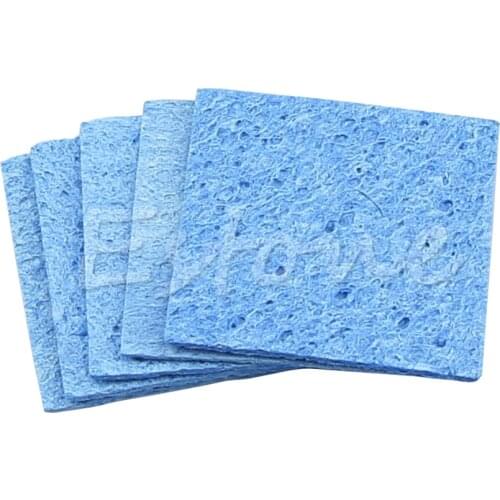 Hot 5pc Soldering Iron Solder Tip Welding Cleaning Sponge Pads Blue Size 6cm*6cm