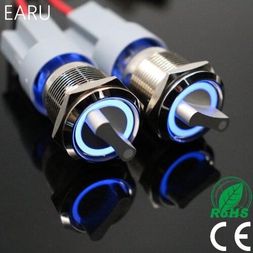 19mm 2 3 Position Switch Push Button Switch DPDT Illuminated Metal selector Rotary Switch with LED Waterproof Stainless Steel
