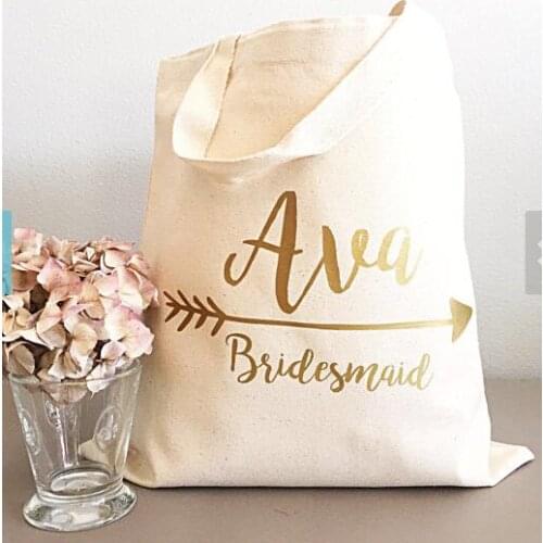 Set of 6 Personalized name bridesmaid tote bags wedding gift Bags Bachelorette bridal shower Champagne Party favors pouches