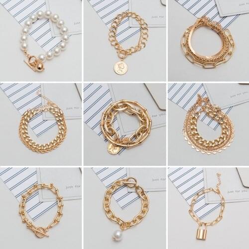 New Bohemian Gold Pearl Beads Bracelets For Women Punk Chain Bracelets Set Charrmm Bracelet Jewelry 2021 Trend Bracelets On Hand