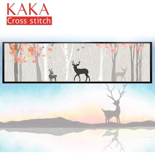 KAKA Cross stitch kits Embroidery needlework sets with printed pattern,11CT canvas,Home Decor for garden, Elks Forest CKA0024