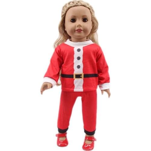 New Pattern Popular Christmas Long Sleeved Pants Set Fit 18 Inch American&43cm Baby New Born Doll Clothes Accessories