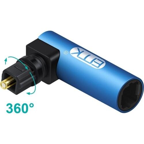 EMK 90 Degree Optical Audio Cable Adapter Right Angle Digital SPDIF Toslink Optical Connector 360 rotating Swivel For Soundbox