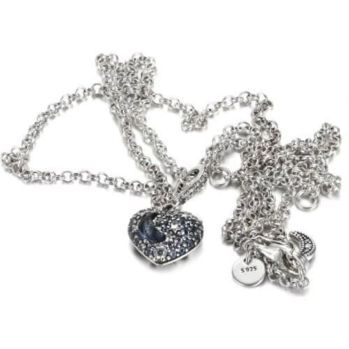 S925 Necklace For Women Moon & Stars Heart Necklace Girl Fashhion Choker fit Lady Jewelry