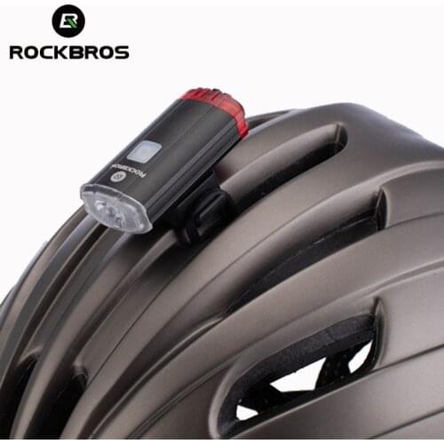 ROCKBROS Rechargeable Bike Headlight Cycling Helmet Top Light Bicycle Handlebar Front Rear Lights Waterproof Two-way Flashlight