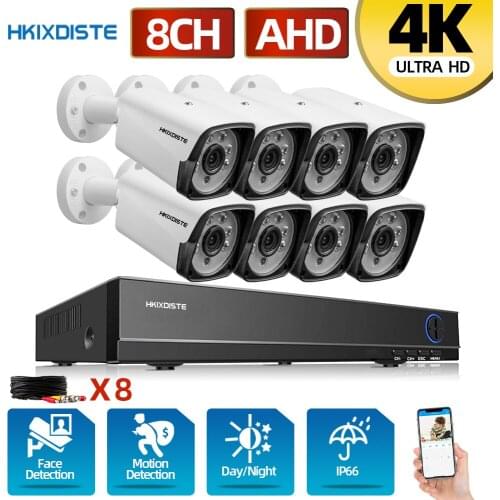 H.265 CCTV Camera Security System Kit with DVR 8CH 4K Outdoor Waterproof Video Surveillance System Set 8MP 8 Channel DVR Kit 5MP