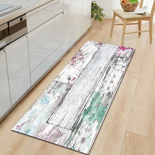 Modern Kitchen Floor Mats Wood Grain Household Corridor Decoration Living room Area Rugs Non-Slip Carpet