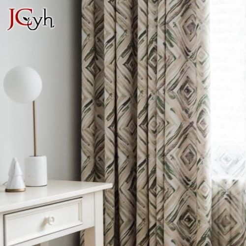 Diamond Square Modern Luxury Curtains Drapes For Living Room Winodw Tend Curtains For Bedroom Brown Curtains 90% High Shading