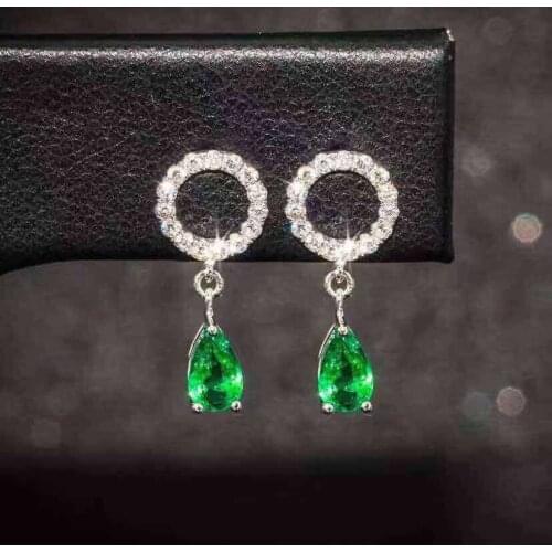Natural And Real emerald earring Free shipping Real original emerald 925 sterling silver Gem