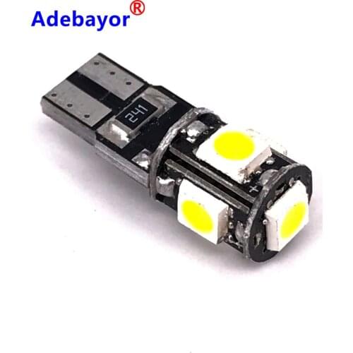 1X W5W 194 168 501 car led t10 canbus 5smd 5050 led 5 smd 3 chips w5w wedge light bulb lamp white red yellow green ice blue 12v