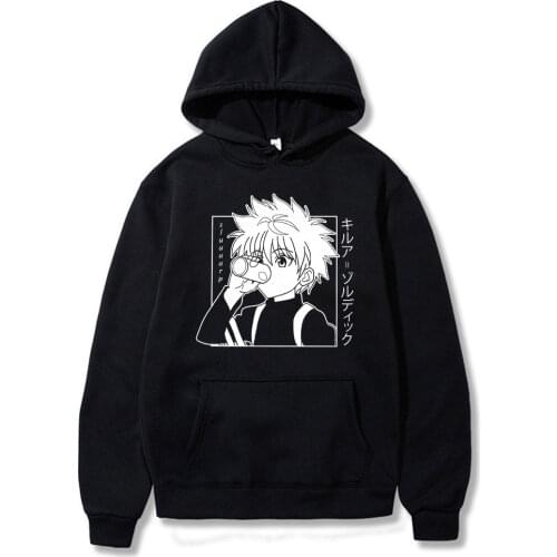Anime Hunter X Hunter Hoodies Men Womens Long Sleeve Sweatshirt Killua Zoldyck Manga Unisex Black Oversized Hoodie Streetwear