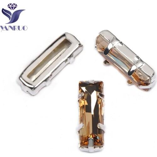YANRUO 4547 All Sizes Light Colorado Topaz Princess Baguette Fancy Stones Strass Pointback Sewing Crystals Glass Rhinestones