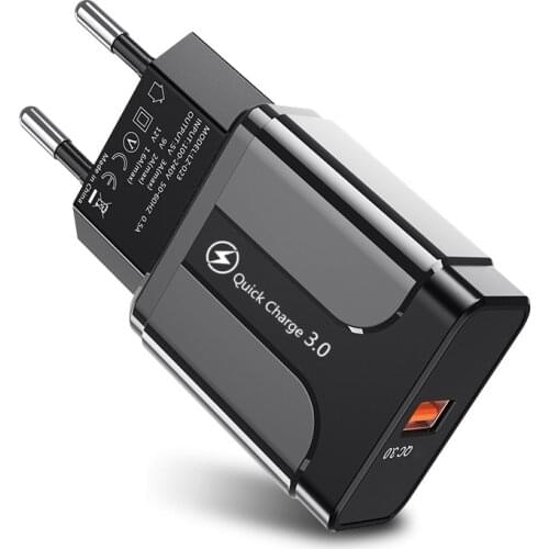Cargador USB 3,0 de carga rápida de 18W, adaptador de carga rápida QC 3,0 para iPhone X, Samsung, Xiaomi, enchufe de la UE y EE