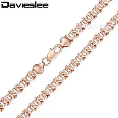 Davieslee 7.5mm Cut Snail Link 585 Rose Gold Filled Chain Necklace for Women GN219